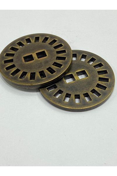 karantuhafiye Italian Metallized Roulette Model Button/ Oxide 4 cm / Set of 2