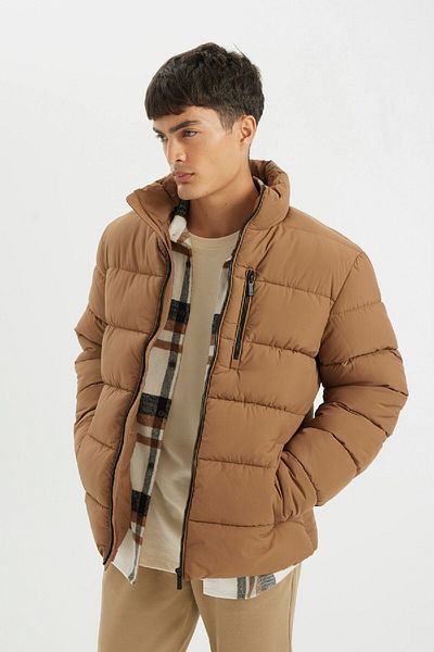 DeFacto Windproof down Jacket - Water Repellent, Slim Fit, Stand Collar, Zip Pocket D1415Ax24Wn