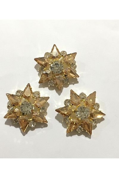 karantuhafiye Stoned Button Big Star Model Set of 3 Gold