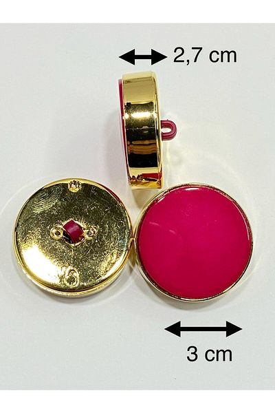 karantuhafiye Set of 6 Gold Fuchsia Coat Fur Coat Button - Italian Button 3 cm /M009