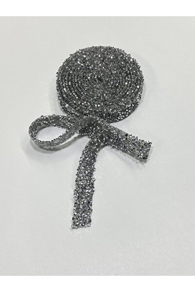 karantuhafiye Ütü Ile Yapışan Taşlı Şerit 2 Metre Gümüş