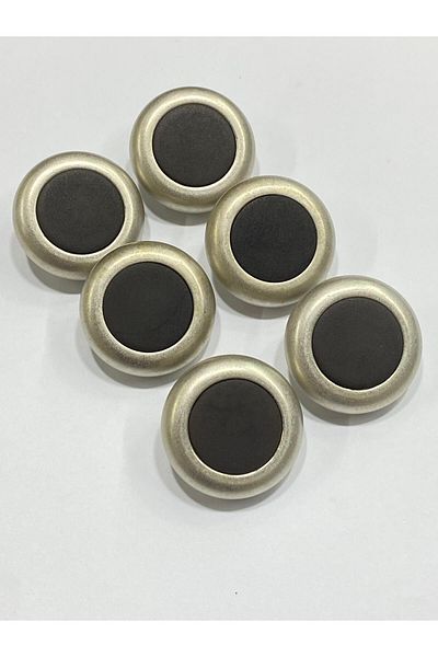 karantuhafiye Italian Button Set of 6 - Coat Fur Coat, Black Matte Silver 3 cm /M010
