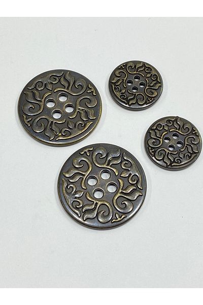 karantuhafiye Italian Patterned Metalized Button / Oxide Set 2+2 Giant Size / M011