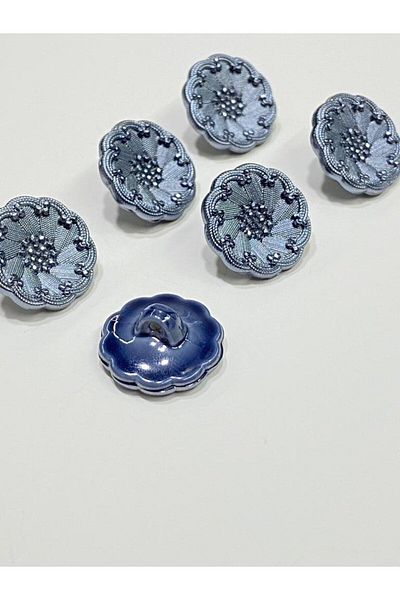 karantuhafiye Indigo Set of 6 - Italian Model Jacket and Cardigan Button, 1.8 cm (Code:4685)