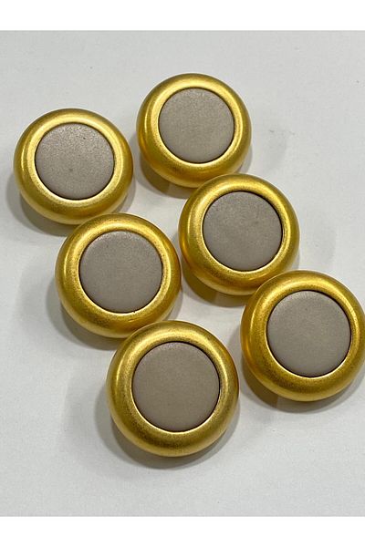 karantuhafiye Italian Button Set of 6 - Coat Fur Coat, Matte Gold Beige, 3 cm /M010