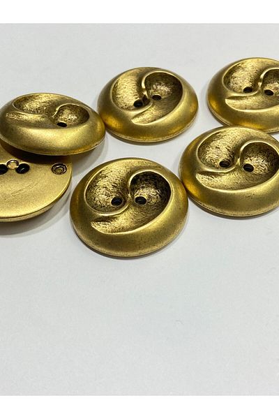 karantuhafiye Vintage Italian Button - Metallized Distressed, 3D Wave Pattern Coat, Coat and Cardigan Button / Matte