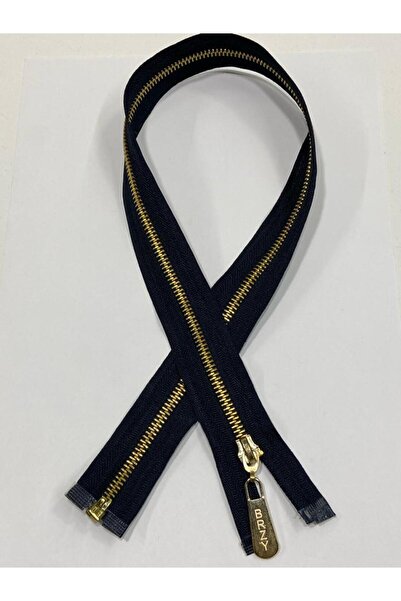 karantuhafiye Demir diş kaban mont fermuarı / 57 cm / Lacivert / gold diş / no 5