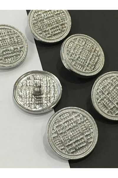 karantuhafiye Trench Coat Blazer Jacket Button Set Wicker Model Silver