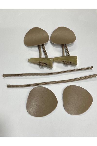 karantuhafiye Shepherd Leather Unit Button Set - Cappuccino 2 Pieces