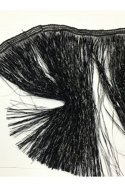 karantuhafiye Tassel Fringe Metallic Silvery Black 20 Cm 1 Meter