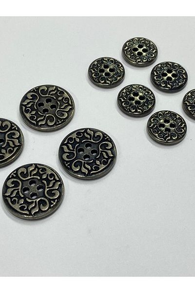 karantuhafiye Italian Patterned Metalized Button / Antique Set / M011