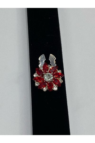 karantuhafiye Jewelled Button / Jewelled Clip Button / 2.5 cm Red