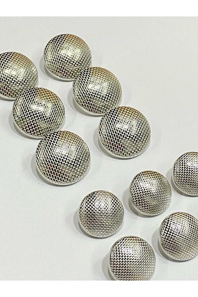 karantuhafiye Silver Colored Honeycomb Patterned Trench Coat and Jacket Button Set