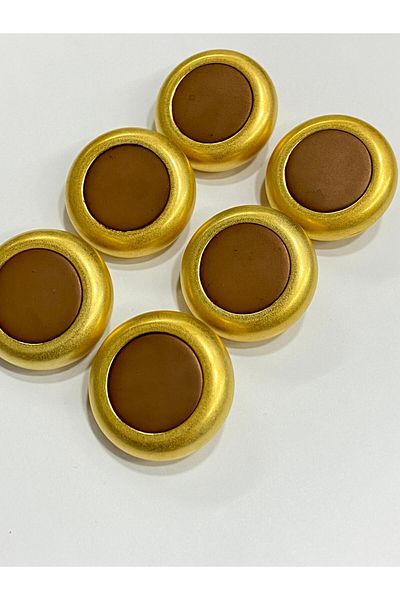 karantuhafiye Italian Button Set of 6 - Coat Fur Coat, Matte Gold Cappuccino 3 cm /M010