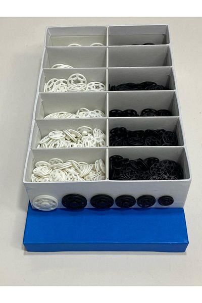 karantuhafiye Snap Fasteners / Plastic Snap Fasteners / 5 Sizes / Black and White / 400 Pieces