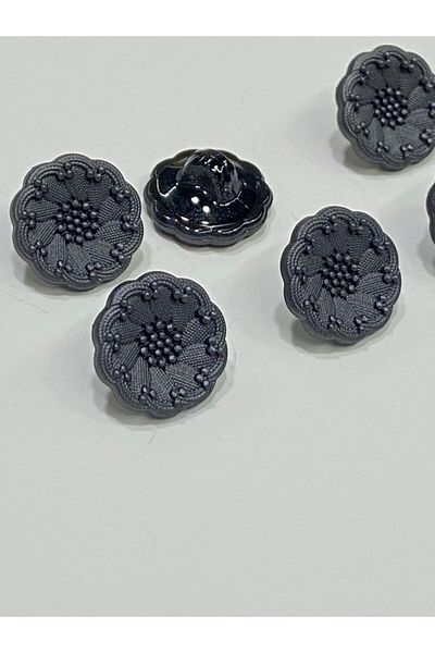 karantuhafiye Anthracite Italian Model Jacket and Cardigan Button Set - 6-Piece Set, 1.8 cm (Code:4685)