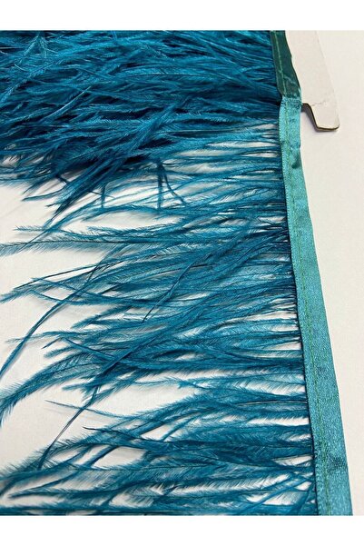 karantuhafiye Φτερό Στρουθοκαμήλου Μπλε Λαδί / 1 Μέτρο