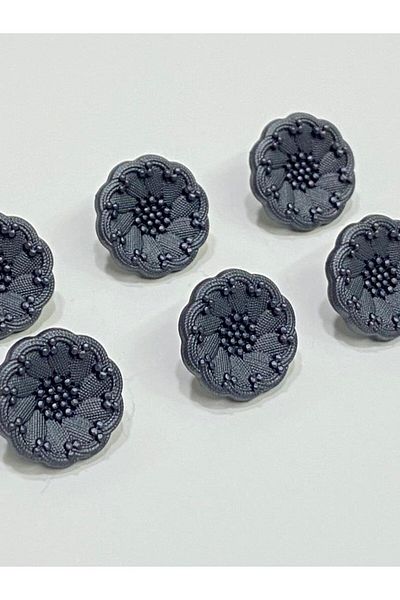 karantuhafiye Anthracite Italian Model Jacket and Cardigan Button Set - 6-Piece Set, 1.8 cm (Code:4685)