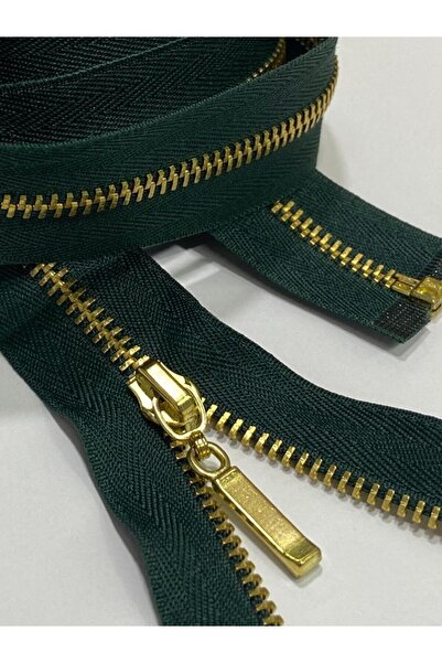 karantuhafiye معطف سن حديد سحاب / 100 سم / أخضر غامق / سن ذهبي / رقم 4,5