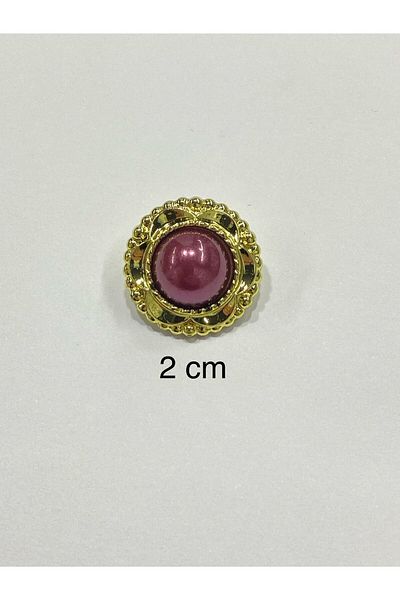 karantuhafiye Vintage Series Pearl Button Set / 2 cm Set of 6 (Gold - Claret Red)