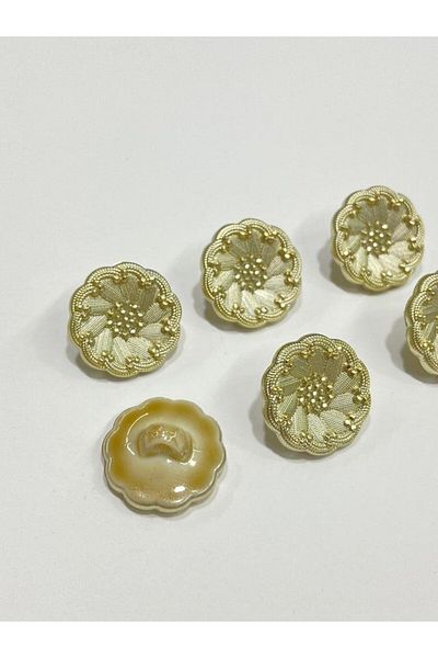karantuhafiye Gold Italian Model Jacket and Cardigan Button Set 6 Pieces - 1.8 cm (Code:4685)