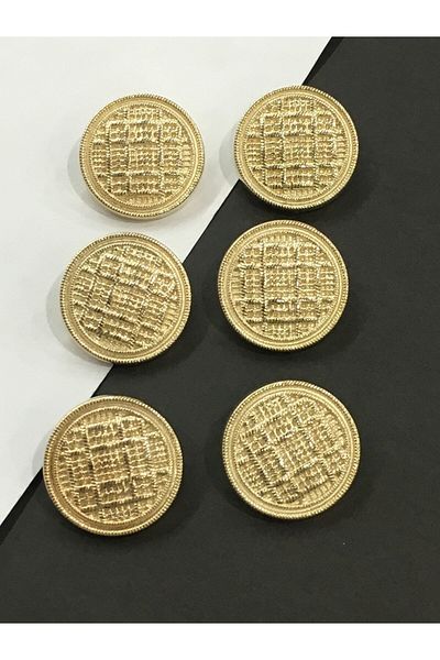 karantuhafiye Trench Coat And Blazer Jacket Button Set Wicker Model Gold