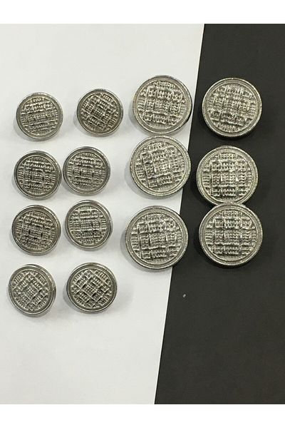 karantuhafiye Blazer Jacket Button Set Wicker Model Silver