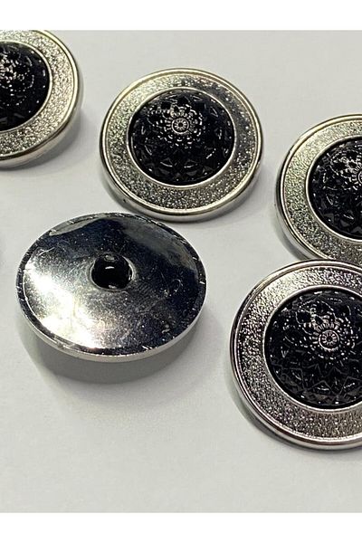 karantuhafiye Coat And Trench Coat Button / Plastic Metalized Anthracite Frame Set of 6 / 2.5 CM