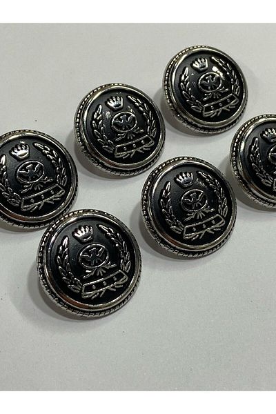 karantuhafiye Trench Coat Button Wreath Arma Model/Silver Inside Matte Black / Set of 6 / 2.3 cm