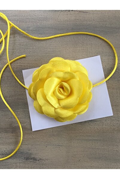 karantuhafiye Kolye/choker Kolye/bağcıklı Saten Gül Kolye (SARI)