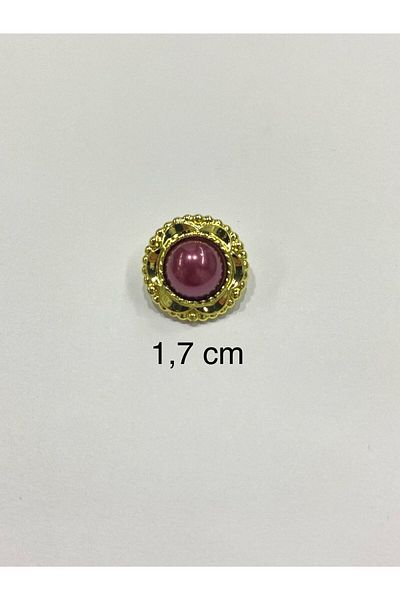 karantuhafiye Vintage Series Pearl Button Set / 1.7 cm Set of 6 (Gold - Claret Red)