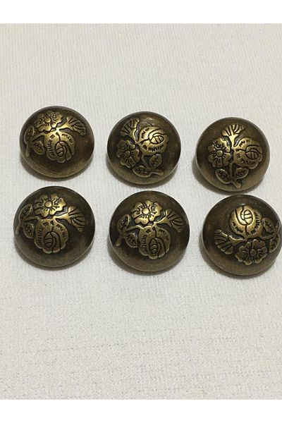 karantuhafiye Coat Trench Coat Button Rose Pattern Metalized Oxide (PLASTIC) Set of 6