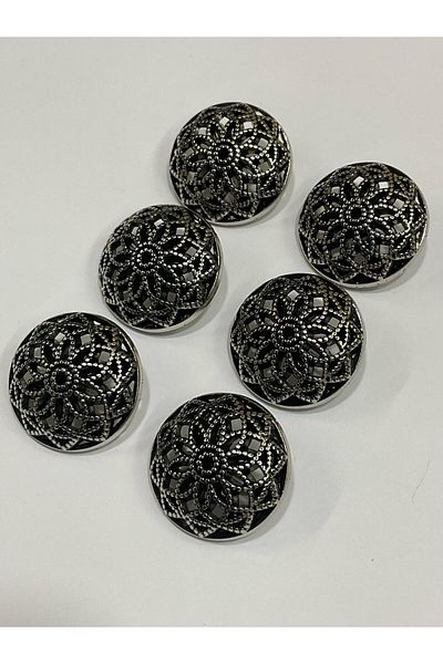 karantuhafiye Coat Coat Button / Metal Button / Nickel Plated Silver / 3 Cm / Set of 6/mde