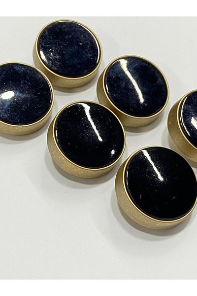karantuhafiye 6-Piece Italian Button Set - Coat Fur Coat, Matte Gold Black, 2.7 cm /M009