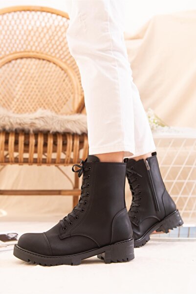 Karanshoes Αντιολισθητική σόλα, μαύρο φερμουάρ στο πλάι, ραμμένη σόλα με κορδ...