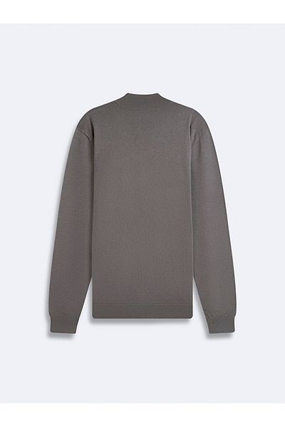 Ltb Stand Collar Long Sleeve Knitwear Gray Sweater