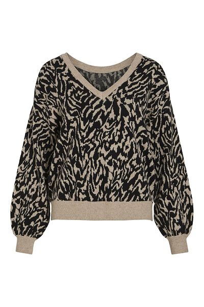 VILA Strickpullover V-Ausschnitt Jakarlı