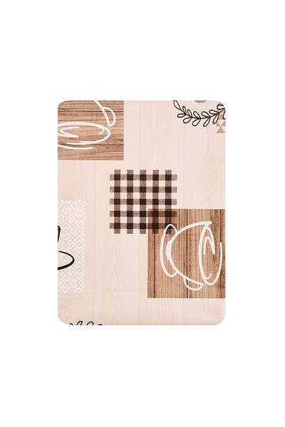 Retro Time مفرش طاولة PVC منقوش على شكل كوب ملون - 140x140 سم