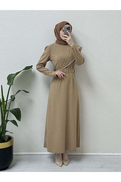 Modamorfo Φόρεμα Mink Crepe - Κεντημένο με πέτρες και ζώνη