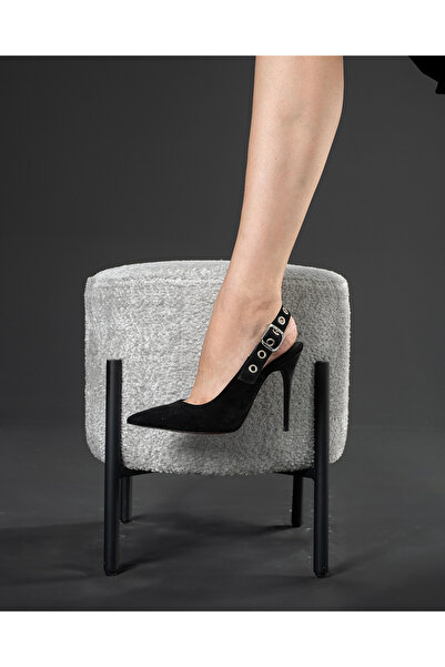 AYAKKABI PRENSİ Tove Capsule Detailed Black Suede Black Suede 10 cm Women's Stiletto, High Heels