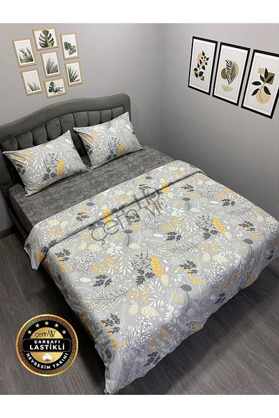 Çetinhome Çetinhome Bed Sheet Elastic Double Duvet Cover Set with Winter Table