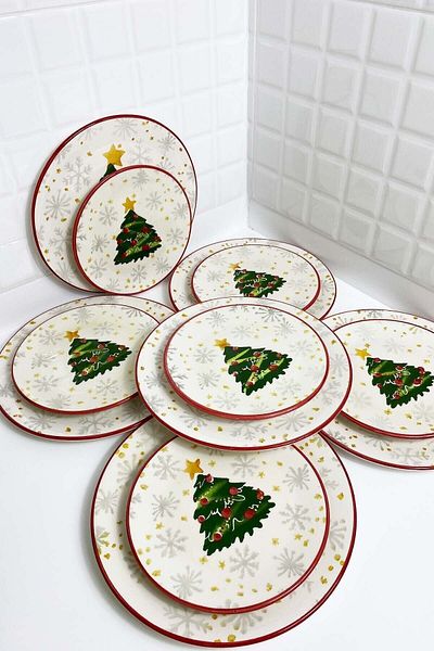 Selim Aras Home New Year's Series Cake and Serving Plate Set 12 Pieces