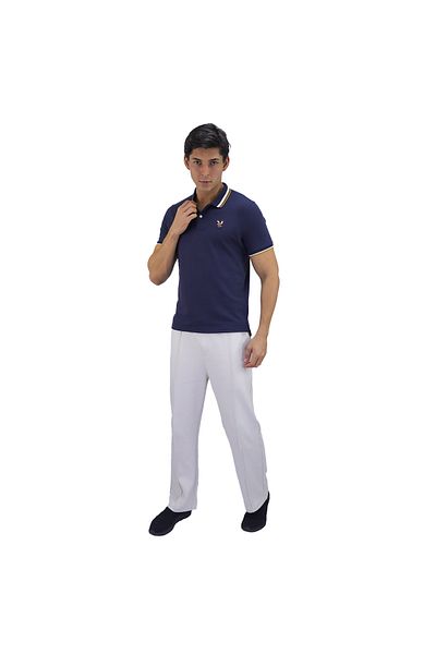 Giordano Men's Pique Flat Knit Collar Short Sleeve Eagle Embroidery Solid Color Polo