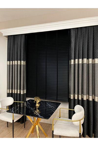 Brillant %100 Ahşap Jaluzi Perde Siyah Renk 50mm Ofis Modern Ve Tüm Mekanlar Için