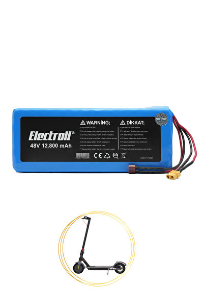 ROBOPİL Onvo Ov11 Batarya (YÜKSEK KAPASİTE) 48v 12.800mah Pil Elektrikli Scoo...