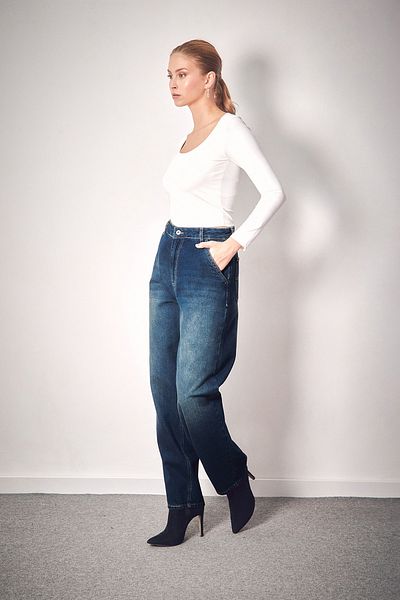 Fulla Moda Pantaloni Shalwar Jean cu fermoar