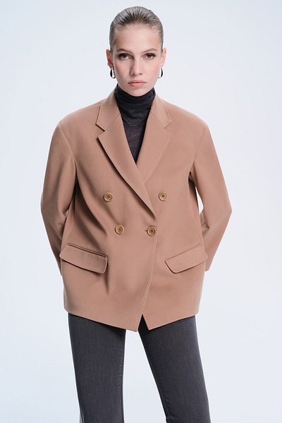 Hatemoğlu Camel Colored Sheet Woman Double Breasted Dynamic Fit Jacket