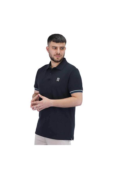 Giordano Men's Performance Slim Fit Lion Embroidery Solid Polo