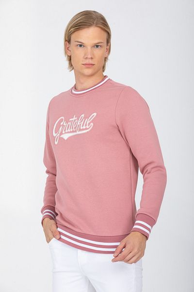 DYNAMO Men's Powder Bicycle Collar Embroidery Detailed Raised Inside Cotton Sweatshirt 6758