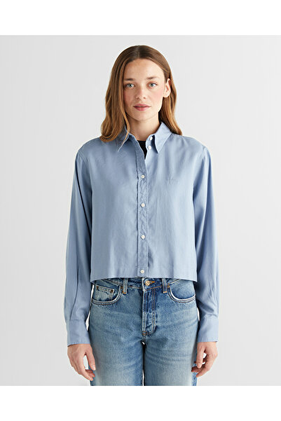 Gant Kadın Mavi Crop Fit Gömlek